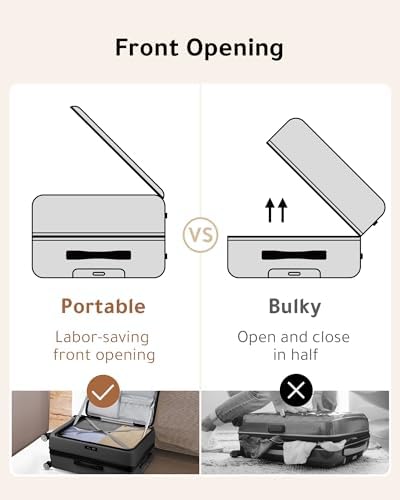 Ensemble de bagages LUGGEX : 2 pièces, bagage cabine 20 pouces avec port USB et bagage en soute 28 pouces avec ouverture frontale, valise extensible homologuée TSA (noir, 20/28) – Image 2