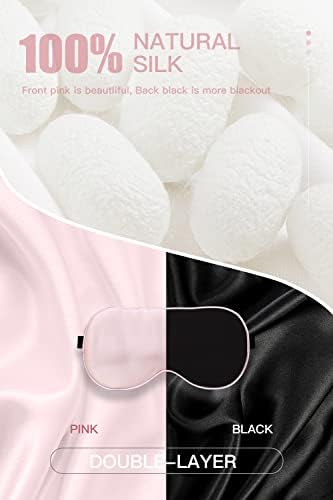 Masque de Nuit, Masque de Sommeil Antiallergique et Occultant en Soie Pure à 100%, Avec Bandeau Réglable, Convient Aux Hommes et Aux Femmes (Rose) – Image 2