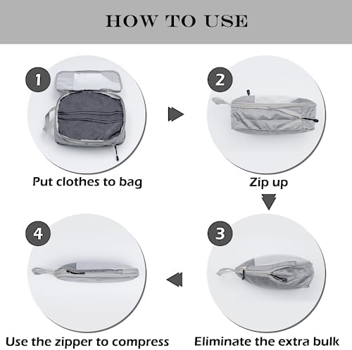 Organisateur Valise Rangement Organisateur de Valise Imperméable Bagage Sac Compression Maquillqage Vêtement Pochette Voyage, Gris 3 Pièces – Image 5