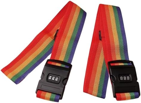 Lot de 2 Sangles pour Bagage,Sangle Valise, Sangles à Bagage,Global Travel Accessories,pour Valise Bagage Sac de Voyage Accessoire de Voyage(Couleur Arc-en-Ciel),2m x 5cm