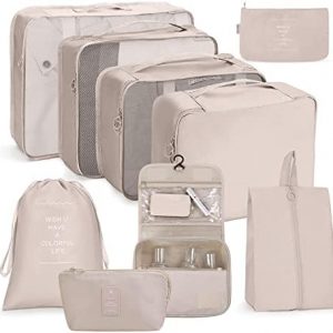 OSDUE Organisateur de Voyage, Lot de 9 Organiseurs de Bagage pour Voyage,Différents Tailles des Cubes Étanche Sacs de Voyage Rangement