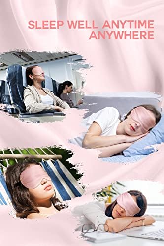 Masque de Nuit, Masque de Sommeil Antiallergique et Occultant en Soie Pure à 100%, Avec Bandeau Réglable, Convient Aux Hommes et Aux Femmes (Rose) – Image 7