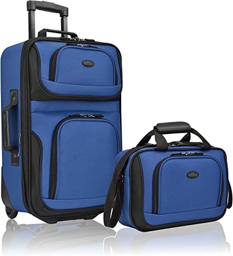 Valise cabine légère U.S. Traveler Rio, 50 cm, souple, extensible, durable, pour affaires et voyage, bleue, lot