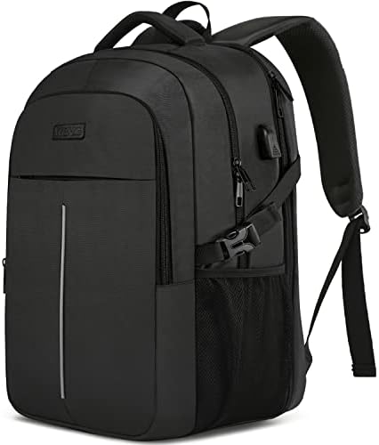 Sac à Dos Ordinateur Portable 17.3 Pouces,50L Sac à Dos de Voyage Grande Homme Femme Antivol Imperméable avec USB Charging Port PC Portable pour Loisir, Scolaire,Affaire Noir