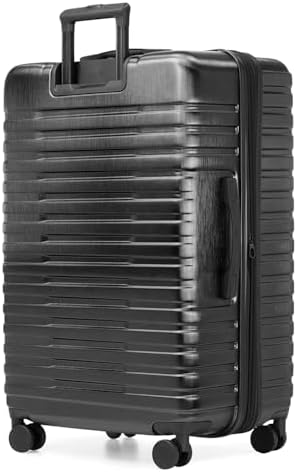 Valise de voyage rigide et robuste en polycarbonate Boren de U.S. Traveler, avec 8 roulettes pivotantes et poignée en aluminium, noire, format cabine (grande capacité : 76 cm). – Image 4