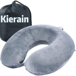Far win Oreiller de voyage en mousse à mémoire de forme 100 % pure en forme de U, super léger et portable, idéal pour chaise d'avion, voiture, maison, bureau, coussin de repos (gris)
