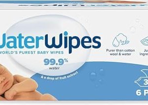 WaterWipes Lingettes Bébés Originales Exemptes De Plastique, 360 Unités (6 Paquets), Lingettes à Base d'Eau à 99,9 %, Non Parfumées pour les Peaux Sensibles