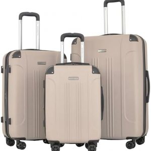 Valises rigides Travelers Club Chicago Plus, couleur champignon, lot de 3 pièces