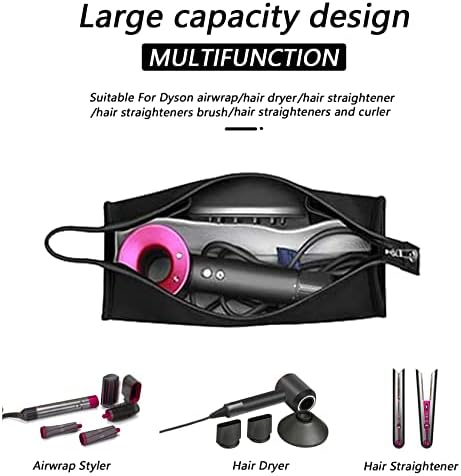 HENGSI Sac de Rangement Voyage pour Dyson Airwrap/Supersonic Seche Cheveux et Accessoires (Imperméable Cuir-Noir) – Image 2