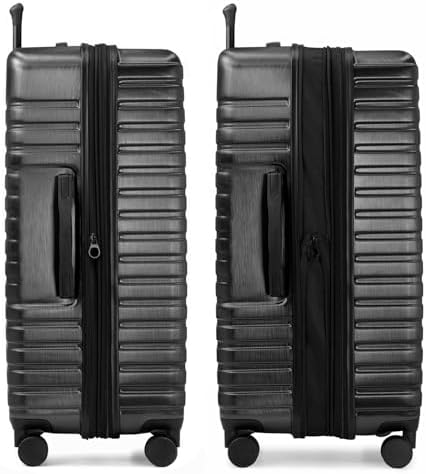 Valise de voyage rigide et robuste en polycarbonate Boren de U.S. Traveler, avec 8 roulettes pivotantes et poignée en aluminium, noire, format cabine (grande capacité : 76 cm). – Image 3