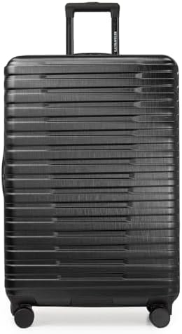 Valise de voyage rigide et robuste en polycarbonate Boren de U.S. Traveler, avec 8 roulettes pivotantes et poignée en aluminium, noire, format cabine (grande capacité : 76 cm). – Image 2