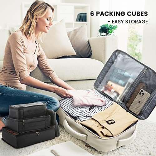 LOVEVOOK Sac à Dos Voyage Femme Homme Sac A Dos Cabine Avion extensible 25-35L Grand Sac à Dos Bagage à Main Sac à Dos Ordinateur Portable 17 Pouces Imperméable Sac Ados Beige – Image 8