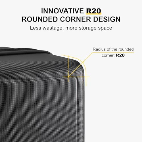 Valise cabine rigide LEVEL8, homologuée par la TSA, valise cabine à roulettes, légère et texturée, 50 cm, noire – Image 6