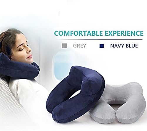 LUZWAY Oreiller de Voyage Gonflable avec Double Vanne,Coussin de Cou Gonflable de Velours Doux et Housse Lavable avec Bouchon d'oreille et Masque pour Les Yeux – Image 6