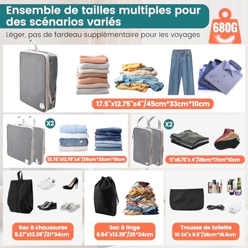 Sacs de rangement à compression imperméables pour organisation de sacs à dos et valises Accessoires de voyage – Image 5