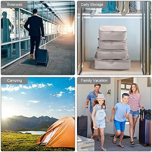 OSDUE Organisateur de Voyage, Lot de 9 Organiseurs de Bagage pour Voyage,Différents Tailles des Cubes Étanche Sacs de Voyage Rangement (Beige) – Image 8