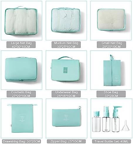 Organiseur de valise de voyage, sac de voyage, organiseur de bagages, étanche, sacs à vêtements pour vêtements, sous-vêtements, cosmétiques, bleu – Image 4