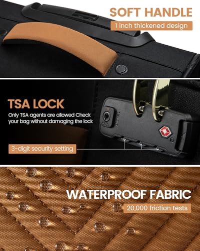 Valise cabine LOVEVOOK 22x14x9, approuvée par les compagnies aériennes, valise cabine 20 pouces à roulettes, valise souple à roulettes avec serrure TSA pour femmes et hommes, bagage de voyage léger – Image 6