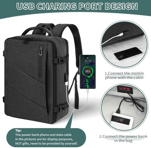 Sac a Dos Bagage Cabine 40x20x25 pour Ryanair, Sac a Dos Voyage Sac à Dos Ordinateur Portable Femme Homme Sacs à Dos Loisir avec Port USB, Gris – Image 5