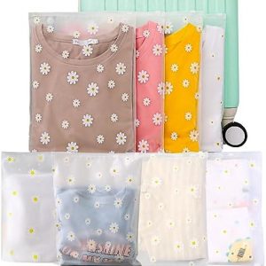 KEYRI 20 Pièces Sac Zipper Voyage Pochette Étanche Transparent Sac de Rangement Voyage Vetement Plastique Sacs Vêtements Seal Pochette pour Costume, Chaussures, Cosmétique (Floral)