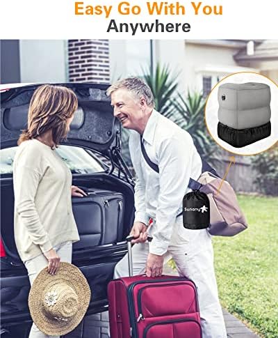 Sunany Repose-Pieds Gonflable pour Voyage, Coussins réglables en Hauteur, Accessoire de Voyage Polyvalent pour Enfants pour Dormir et Repose-Pieds adapté pour Le Bureau, la Maison et Les Voyages – Image 7