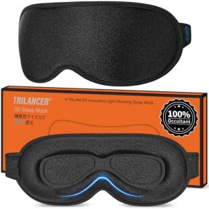 Masque de Nuit Innovant 2025, Trilancer Bandeau de Sommeil les yeux, Cache-œil Dormir,Masque de Sommeil, Voyage Avion Méditation Siestes, Accessoires pour Hommes et Femmes, Bloque la Lumière (Noir)