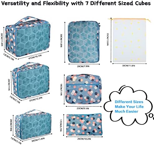 Sciphylia Organisateur Valise Lot de 10 Organisateur de Voyage de Rangement Imperméables Pochettes de Rangement pour Vêtements Chaussures Sous-vêtements Cosmétiques Sacs pour Femmes Hommes Fleur Bleue – Image 2