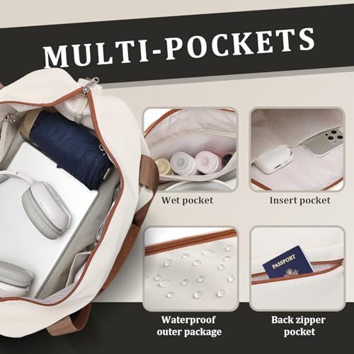 Ensemble de 5 valises rigides Imiomo pour femme, valises légères à roulettes avec roulettes pivotantes et serrure TSA, beige – Image 7