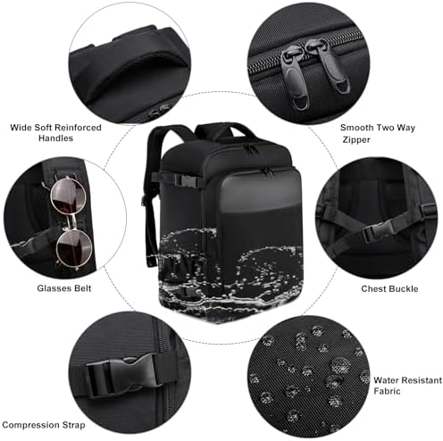 EZUOLA Baggage Cabine 40x20x25 pour Ryanair Sac à Dos Voyage Cabine Avion 20L Bagage à Main Sac à Dos Ordinateur Portable 14 Pouces avec USB Charging Port Homme Femme Sous Siège Bagages,Noir – Image 7