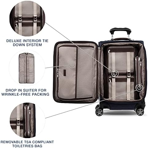 Valise cabine souple extensible Travelpro Platinum Elite, 8 roulettes pivotantes, port USB, Suiter, homme et femme, bleu marine, 53 cm – Image 5
