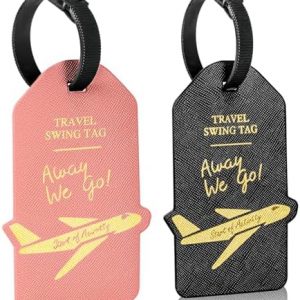 Alyvisun 2 Pièces Etiquette Valise, Etiquette Bagage Étiquette D'identification en PU, Étiquettes à Bagages avec Carte pour informations personnelles, Etiquette Valise Voyage Avion