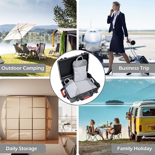 Organisateur Valise Rangement Organisateur de Valise Imperméable Bagage Sac Compression Maquillqage Vêtement Pochette Voyage, Gris 3 Pièces – Image 7