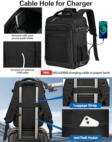 KLOSTAIN Bagage Cabine 40x20x25 pour Ryanair Sac à Dos Voyage Cabine Avion 20 L Femme Homme sous Siège Bagage à Main Petit Sac à Dos pour Ordinateur Portable 14 Pouces Noir – Image 6