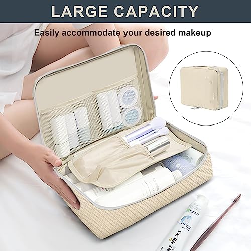 Lannvan Ensemble de 8 Organisateur Valise,Rangement Valise Organisateur Avec Compression,Organiseurs de Bagage,Packing Cubes Compression,Sacs de Rangement pour Rangement de Valise et Voyage,Beige – Image 4