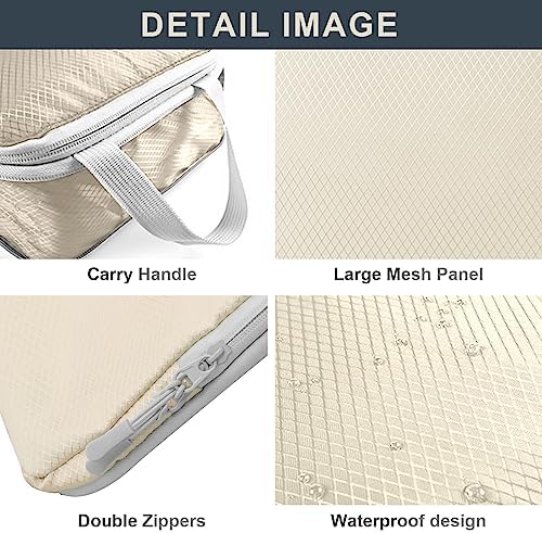 Lannvan Ensemble de 8 Organisateur Valise,Rangement Valise Organisateur Avec Compression,Organiseurs de Bagage,Packing Cubes Compression,Sacs de Rangement pour Rangement de Valise et Voyage,Beige – Image 5
