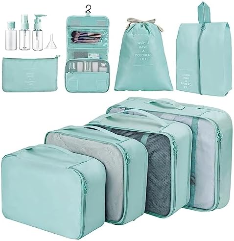 Organiseur de valise de voyage, sac de voyage, organiseur de bagages, étanche, sacs à vêtements pour vêtements, sous-vêtements, cosmétiques, bleu