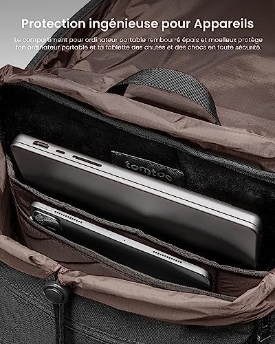 tomtoc VintPack Sac à dos pour Laptop, 22 Litres Sacs à dos pour Voyages, Travel, Loisirs, Jours, Outdoor, Vintage Imperméable Femmes Hommes Sacs à dos Convient à l'ordinateur portable 15,6 Pouces – Image 5