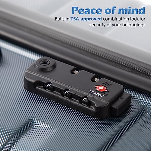 Valise extensible Coolife en polycarbonate ABS avec système TSA, 3 pièces, cadenas, spinner, bagage à main (bleu sarcelle) – Image 3