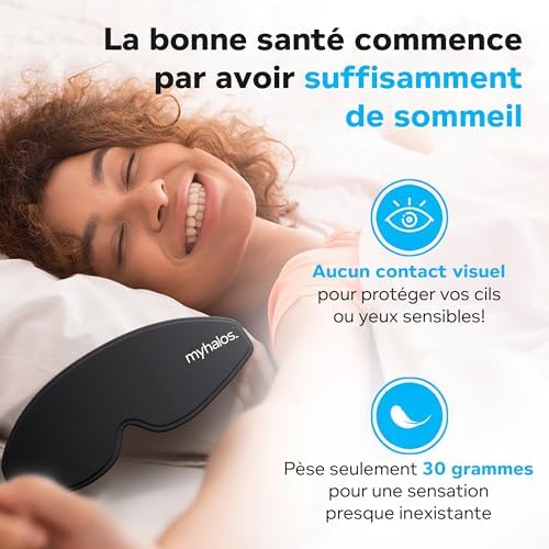 MyHalos Sommeil 2022 pour Femmes et Hommes – Masque de Nuit Occultant pour Dormir sans Pression Oculaire avec Pochette de Rangement – Masque Pour Dormir, pour Voyage, Yoga – Image 2