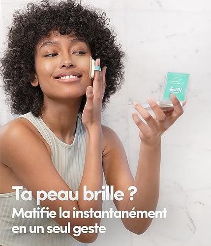 Merci Handy - Papier Matifiant Visage - 50 feuilles + 1 miroir + 1 houppette - Convient à tous types de peaux - Vegan – Image 6