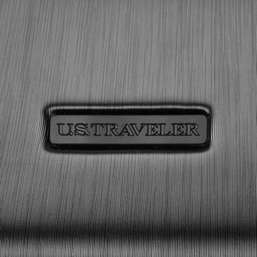 Valise de voyage rigide et robuste en polycarbonate Boren de U.S. Traveler, avec 8 roulettes pivotantes et poignée en aluminium, noire, format cabine (grande capacité : 76 cm). – Image 9