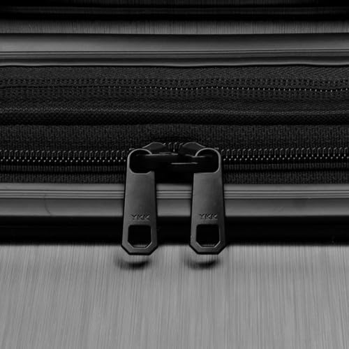 Valise de voyage rigide et robuste en polycarbonate Boren de U.S. Traveler, avec 8 roulettes pivotantes et poignée en aluminium, noire, format cabine (grande capacité : 76 cm). – Image 8