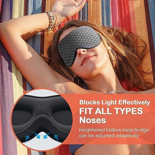 INNELO Masque de Sommeil,Masque de Nuit Homme/Femme, Respirant Confortable 3D avec orbites profondes et coussinets nasaux surélevés, 100% Anti-Lumière pour les yeux pour Voyage, Gris – Image 2