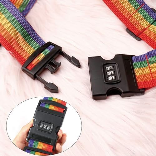 Lot de 2 Sangles pour Bagage,Sangle Valise, Sangles à Bagage,Global Travel Accessories,pour Valise Bagage Sac de Voyage Accessoire de Voyage(Couleur Arc-en-Ciel),2m x 5cm – Image 4