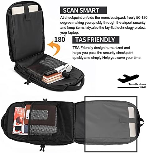 Sac à Dos Ordinateur Portable 17.3 Pouces,50L Sac à Dos de Voyage Grande Homme Femme Antivol Imperméable avec USB Charging Port PC Portable pour Loisir, Scolaire,Affaire Noir – Image 4