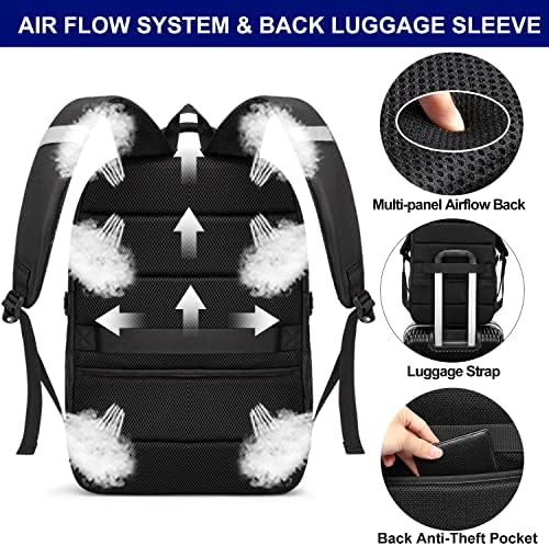 Sac à Dos Ordinateur Portable 17.3 Pouces,50L Sac à Dos de Voyage Grande Homme Femme Antivol Imperméable avec USB Charging Port PC Portable pour Loisir, Scolaire,Affaire Noir – Image 6