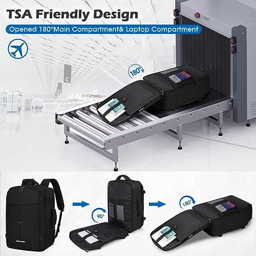 Lubardy Sac à Dos Cabine Avion Sac à Dos de Voyage Homme Imperméable Sac à Dos Bagage à Main Grand Sac à Dos pour Ordinateur Portable 17,3 Pouces 40L – Image 7