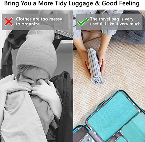 Sciphylia Organisateur Valise Lot de 10 Organisateur de Voyage de Rangement Imperméables Pochettes de Rangement pour Vêtements Chaussures Sous-vêtements Cosmétiques Sacs pour Femmes Hommes Fleur Bleue – Image 4