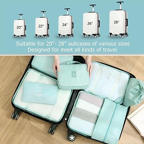 Organiseur de valise de voyage, sac de voyage, organiseur de bagages, étanche, sacs à vêtements pour vêtements, sous-vêtements, cosmétiques, bleu – Image 7