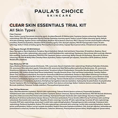 Paula's Choice Kit d’essai CLEAR Skin Essentials - Routine en 3 Étapes - Nettoyer, Exfolier & Hydrater - Élimine les Imperfections, Points Noirs & Pores Dilatés - Tous Types de Peaux - Format Voyage – Image 6